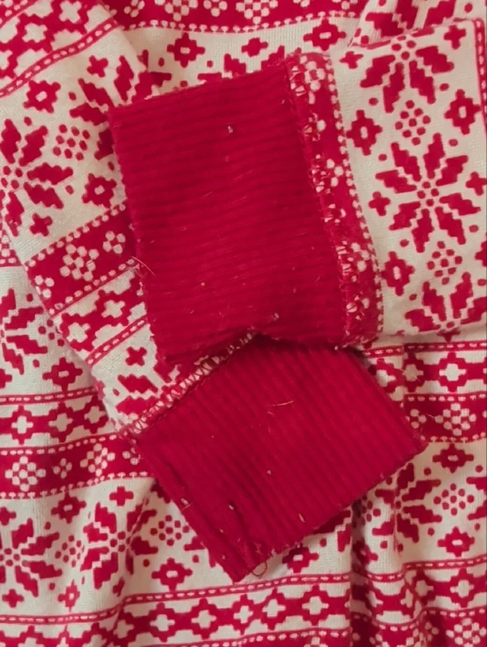 Kids Red and White Fair Isle One-Piece Pajamas